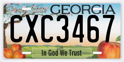 GA license plate CXC3467