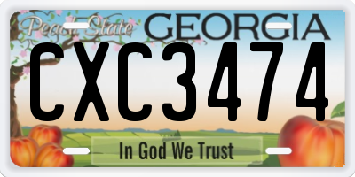 GA license plate CXC3474
