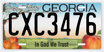 GA license plate CXC3476