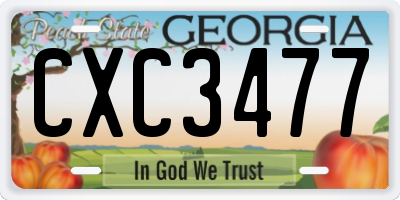 GA license plate CXC3477