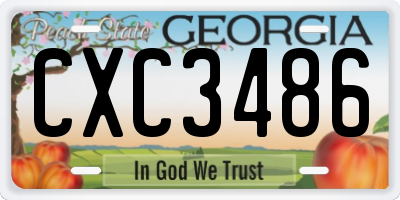 GA license plate CXC3486