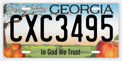 GA license plate CXC3495