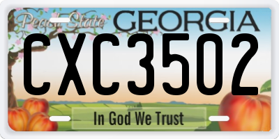 GA license plate CXC3502