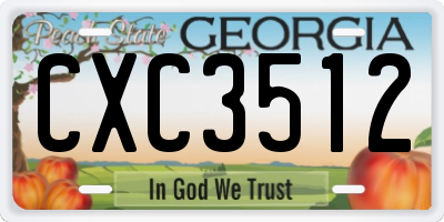 GA license plate CXC3512