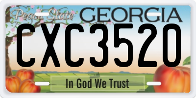 GA license plate CXC3520