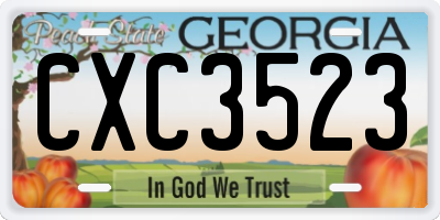 GA license plate CXC3523