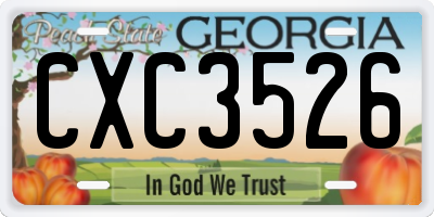 GA license plate CXC3526
