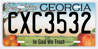 GA license plate CXC3532