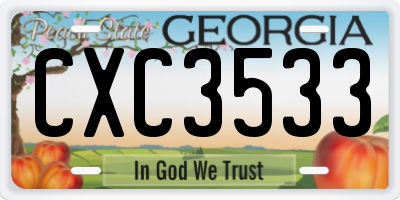 GA license plate CXC3533