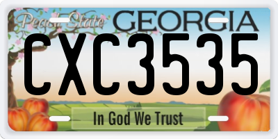 GA license plate CXC3535
