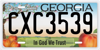 GA license plate CXC3539