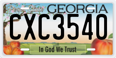 GA license plate CXC3540