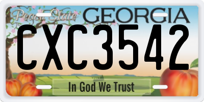 GA license plate CXC3542