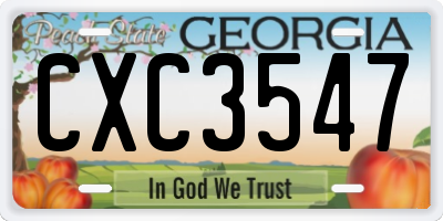 GA license plate CXC3547