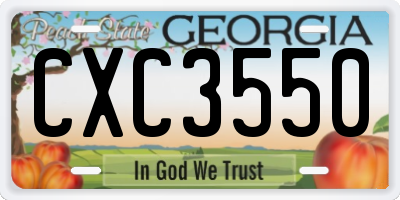 GA license plate CXC3550