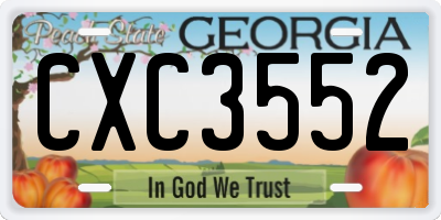 GA license plate CXC3552