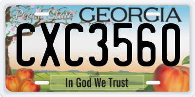 GA license plate CXC3560