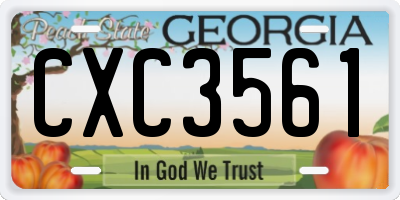 GA license plate CXC3561