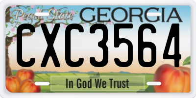 GA license plate CXC3564