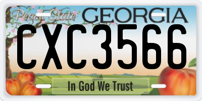 GA license plate CXC3566