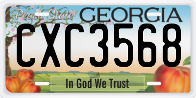 GA license plate CXC3568