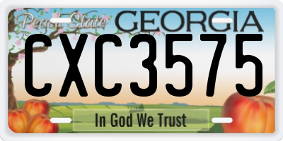 GA license plate CXC3575