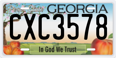 GA license plate CXC3578