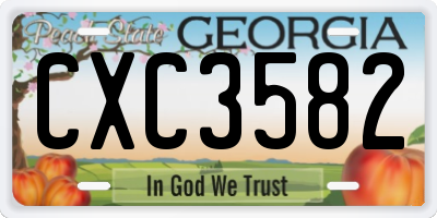 GA license plate CXC3582