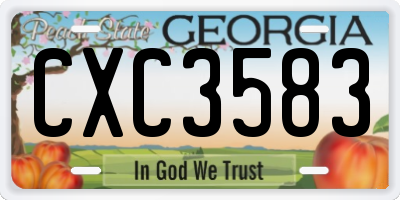 GA license plate CXC3583