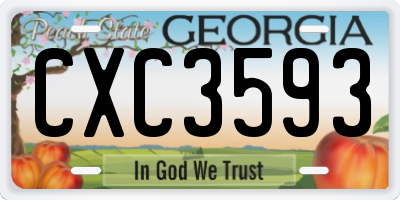 GA license plate CXC3593