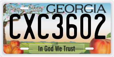 GA license plate CXC3602