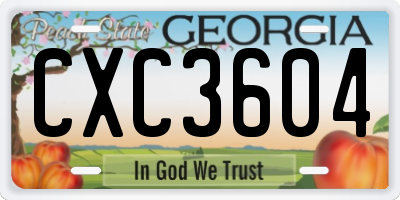 GA license plate CXC3604
