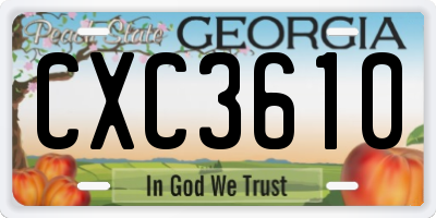 GA license plate CXC3610