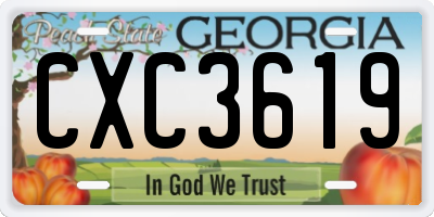 GA license plate CXC3619