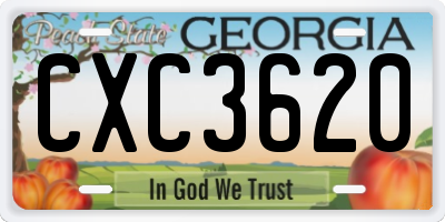 GA license plate CXC3620