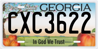 GA license plate CXC3622