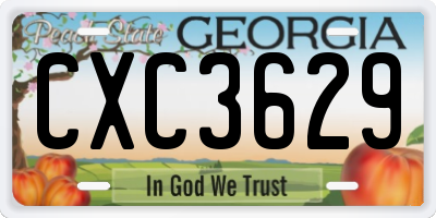 GA license plate CXC3629