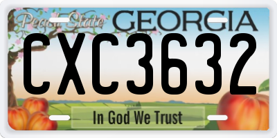 GA license plate CXC3632