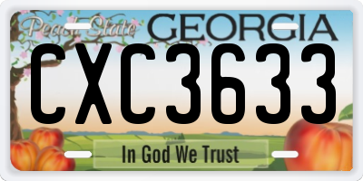 GA license plate CXC3633