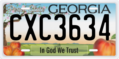 GA license plate CXC3634