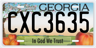 GA license plate CXC3635