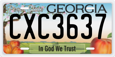 GA license plate CXC3637