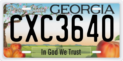 GA license plate CXC3640
