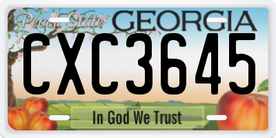 GA license plate CXC3645