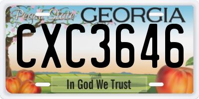 GA license plate CXC3646