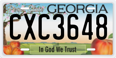 GA license plate CXC3648