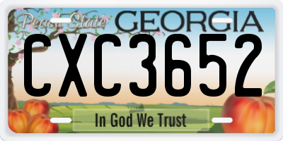 GA license plate CXC3652