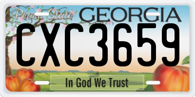 GA license plate CXC3659