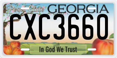GA license plate CXC3660