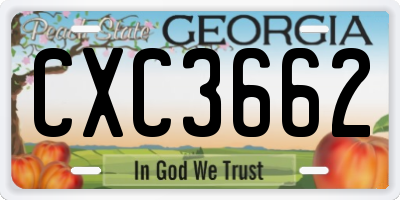 GA license plate CXC3662